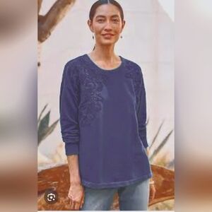 J.Jill Purple Embroidered Tunic M